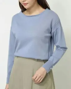 【human woman】 ヒューマンウーマン ボートネックプルオーバー 青 M