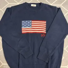 【USニット】 星条旗　紺