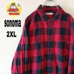 USA古着 sonoma ネルシャツ　2XL レッド　ブラック　チェック