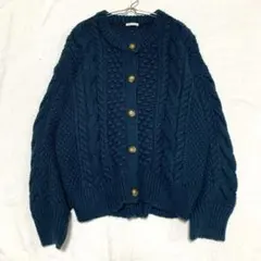 【ジーユー】ケーブルコクーンカーディガン ポップコーン柄 ケーブル編み L