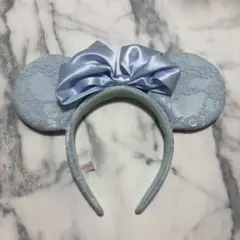 ディズニー カチューシャ レース 水色 ライトブルー