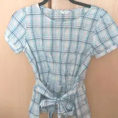 ギンガムチェック トップス ブラウス カットソー 半袖 夏