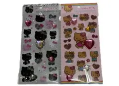 ハローキティ キラキララインストーンシール 2枚セット ゼブラ ヒョウ柄