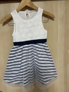 130cm ノースリーブ ワンピース 白とネイビー