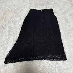 グレースコンチネンタ アシンメトリー レース切替 スカート 黒 36サイズのサムネイル