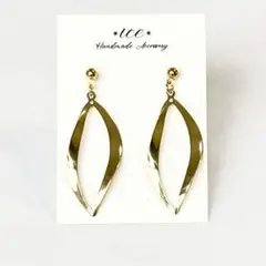 511◆ゴールド　雫　大ぶり　シンプル　ハンドメイド　ピアス　イヤリング