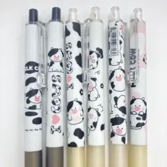 ボールペン 6本セット 牛柄 アニマル柄 うし 可愛い 黒 まとめ売りのサムネイル