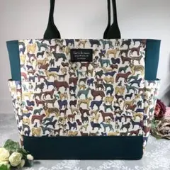 希少柄】＊ リバティ ラミネート内ポケット付きぺたんこバッグ