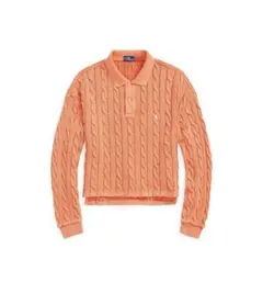 激レア♡ラルフローレン♡長袖ケーブルコットンポロシャツ　ウォッシュ加工　オレンジ