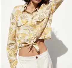 ZARA⭐︎ボタニカル柄⭐︎トロピカルフラワー柄⭐︎アイレット刺繍入りリネンのサムネイル