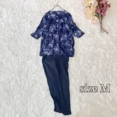 花柄ルームウェア（M）ボタン開閉　綿100% ウエストゴム　春夏