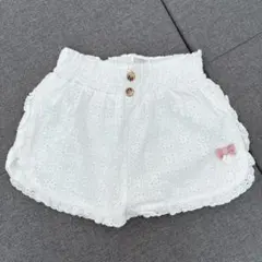 ホワイト 綿100% レース ショートパンツ ママラク 95