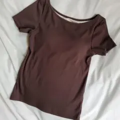 DHC ベアフィール　ブラTシャツ　ボートネック　ブラウンSのサムネイル