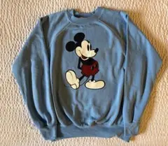【80s USA製】ディズニー ミッキー ヴィンテージ スウェット L ブルー