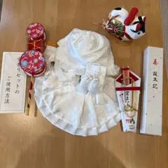 お宮参りセット 白い帽子とスタイと小物