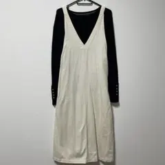 2点コーデ売り♡アイボリー ジャンパースカート ・ブラックインナー