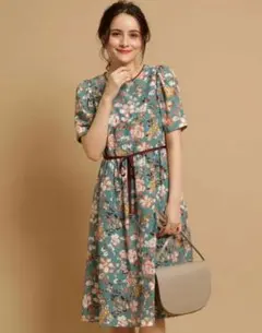 アナトリエ ペイントフラワー切替ワンピース 36 タグ付き新品