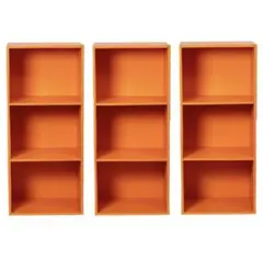 【新品】カラーボックス3段 　3個セット（オレンジ）子供部屋　本棚　３段ボックス