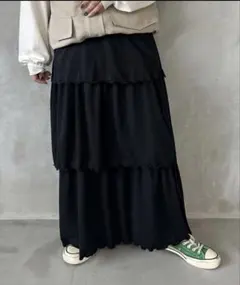 ブラック ティアードスカート Mサイズ