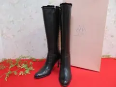 10ee2064 レベッカテイラーロングブーツ レースアップ23.5ｃｍ黒