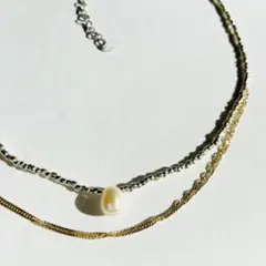 淡水パール　純銀メッキ　ゴールドチェーン　ビーズ　ネックレス　チョーカー