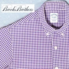 【美品】Brooks Brothers 半袖 B.D 紫 ギンガムチェック S
