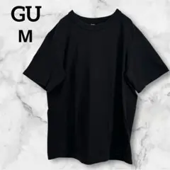 美品✨GU クルーネック 【M】　Tシャツ　洗える　ジーユー　無地　ブラック　黒