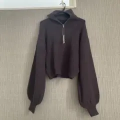 チャコールグレー ハイネック セーター 4L