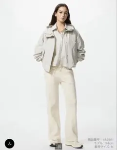 UNIQLO ウォッシャブルニットリブパンツ ナチュラル　丈長め　アイボリー