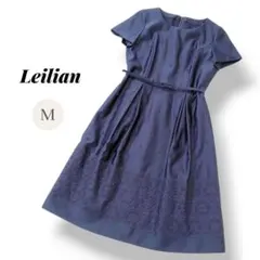 【レリアン Leilian】ワンピース 半袖 ベルト付 刺繍 パンチングレースのサムネイル