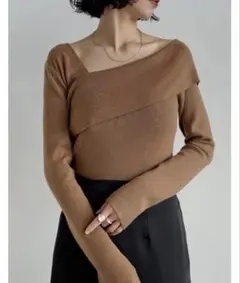 リエディ アシンメトリーネックニットトップス Lサイズ