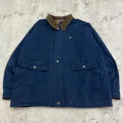 ラングラー　キルティング　襟コーデュロイ　ワークジャケット　古着　ネイビー　XL