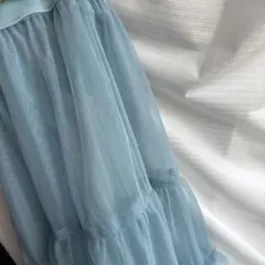 ブルー チュールスカート フレア ロング 水色のサムネイル