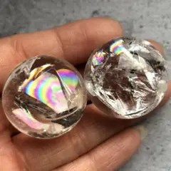【残りわずか！幸運水晶！2個セット】天然石　アイリスクォーツ　水晶　丸玉9