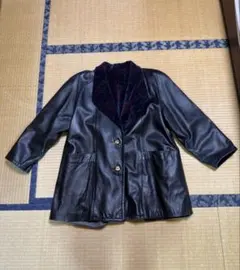 vintage 古着 ブラックレザージャケット ダブルブレスト