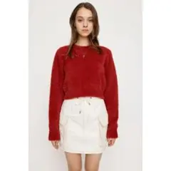 SLY 赤 クロップドニット 長袖
