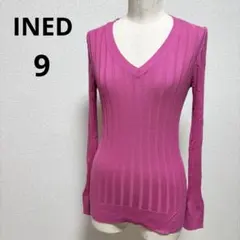 INED イネド Vネック リブニット ピンク 9号のサムネイル