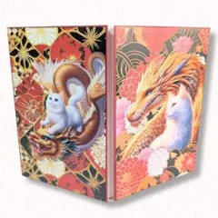 金龍と黒猫 御朱印帳 ハンドメイド 蛇腹 和紙 - メルカリ