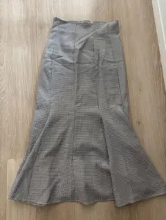 チェック柄マーメイド スカート グレー系