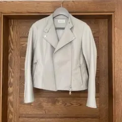 PLST ライトグレー ダブルライダースジャケット