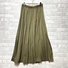 バックナンバー ロングスカート プリーツ L カーキ 美品 ウエストゴム 楽チンのサムネイル