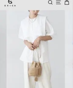 【新品未使用】ESICA TCブロードセーラーカラーブラウス ホワイト
