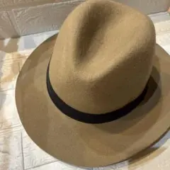 ユナイテッドアローズ ベージュ ウール ハット 黒リボン 57.5㎝