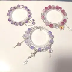 ガラスビーズ ブレスレット パープル系