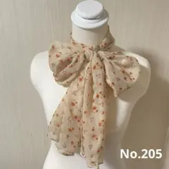 205 小花柄ストール ベージュ×レッド パープル 透け感 ロング ナチュラル
