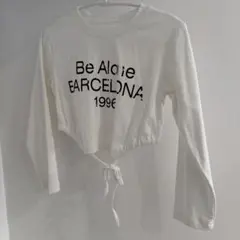 1996年プリント入りホワイトクロップドトップス