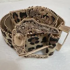 再入荷　ウエスタンベルト y2k スタッズベルト グランジ ヒョウ柄 人気　平成