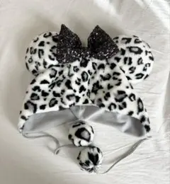 【美品】ヒョウ柄ミッキー風帽子