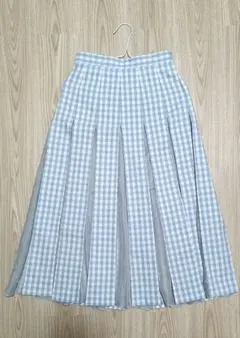 ୨୧ Jill Stuart 切替プリーツギンガムチェックスカート 水色