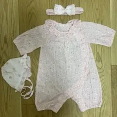 【美品】モイモルン　フラワープリントロンパース 70